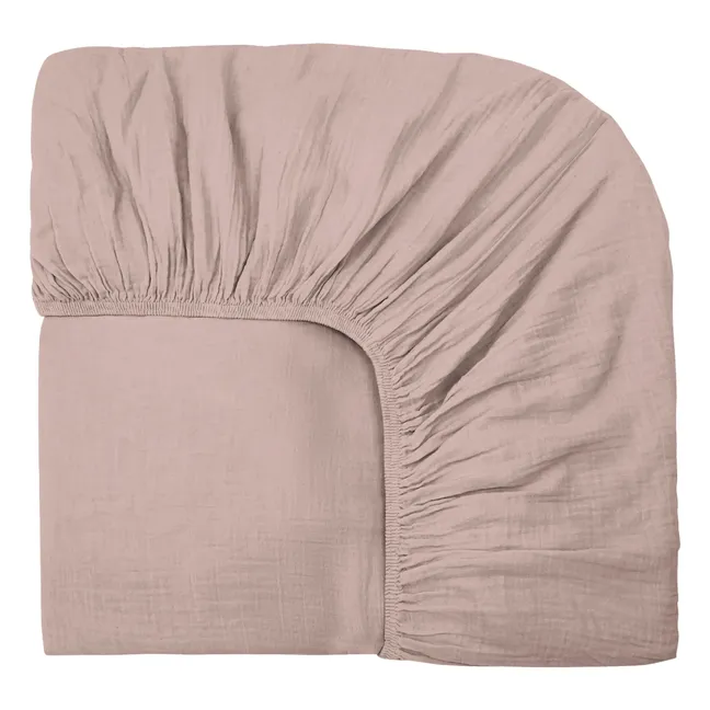 Dili fitted sheet in cotton voile | Powder pink