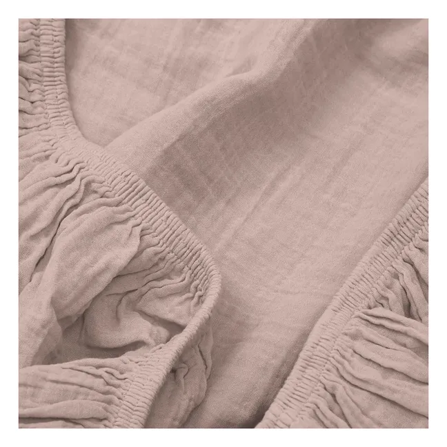 Dili fitted sheet in cotton voile | Powder pink