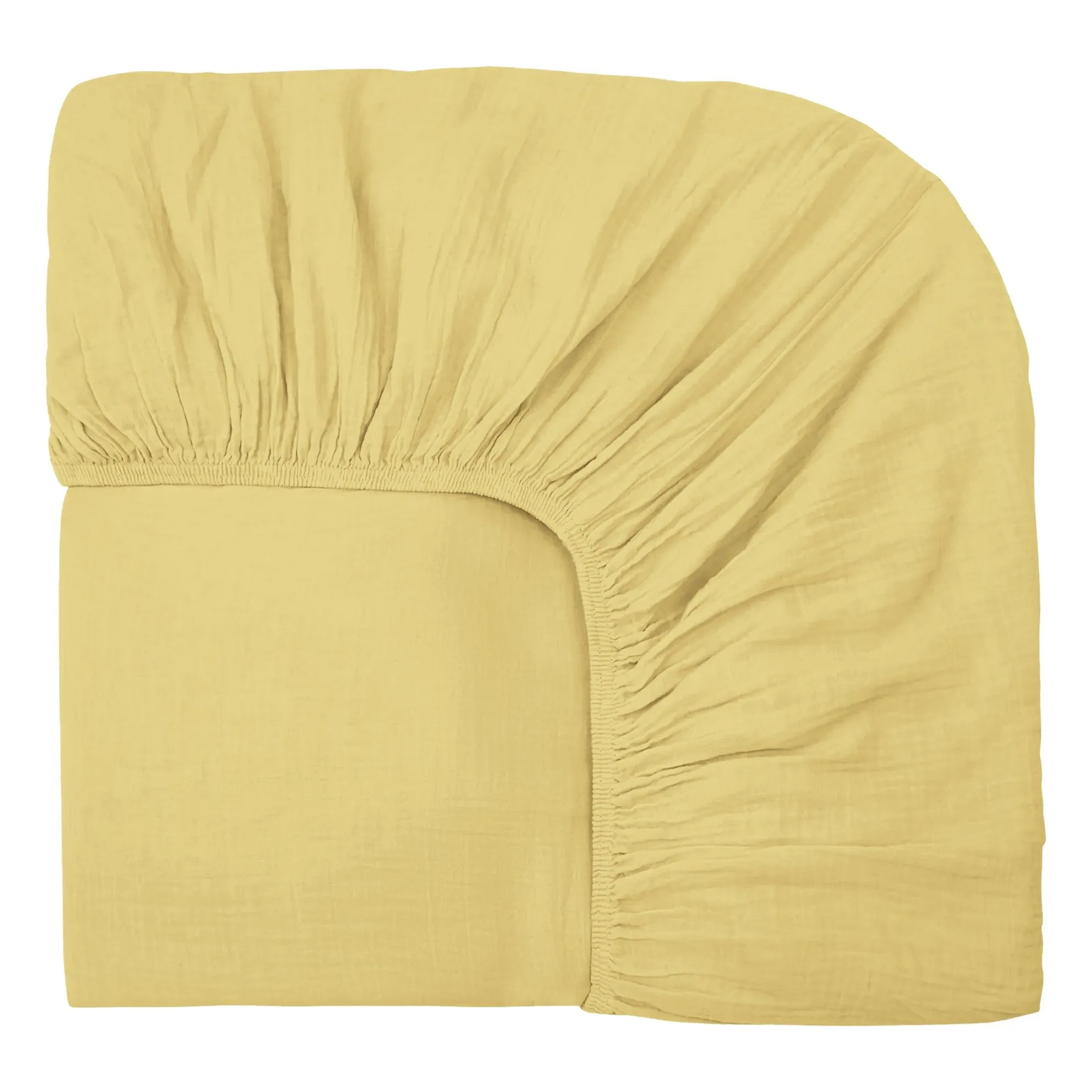 Haomy Straw Yellow Dili Fitted Sheet In Cotton Voile