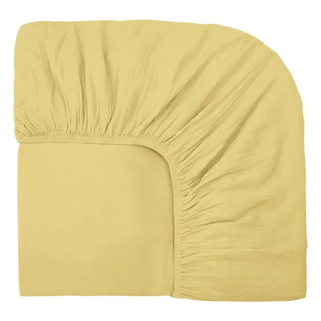 Dili fitted sheet in cotton voile | Straw Yellow