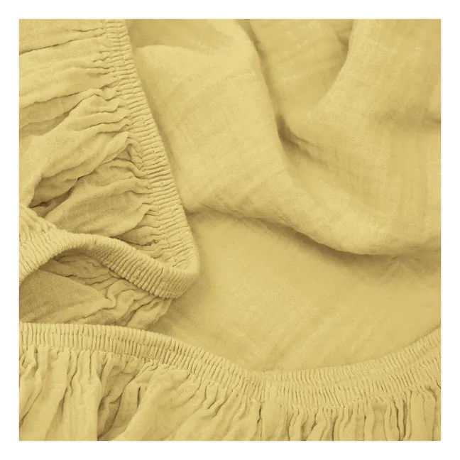 Dili fitted sheet in cotton voile | Straw Yellow