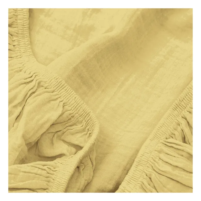 Dili fitted sheet in cotton voile | Straw Yellow