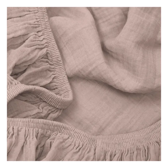 Dili fitted sheet in cotton voile | Powder pink