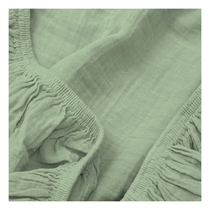 Drap-housse Dili en voile de coton | Vert amande- Image produit n°1