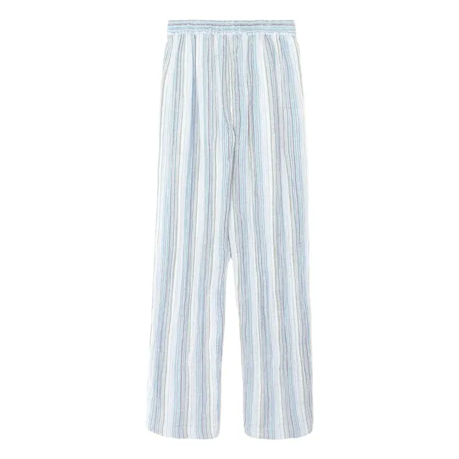 Pantalon Dylan Rayures Gaze de Coton | Bleu