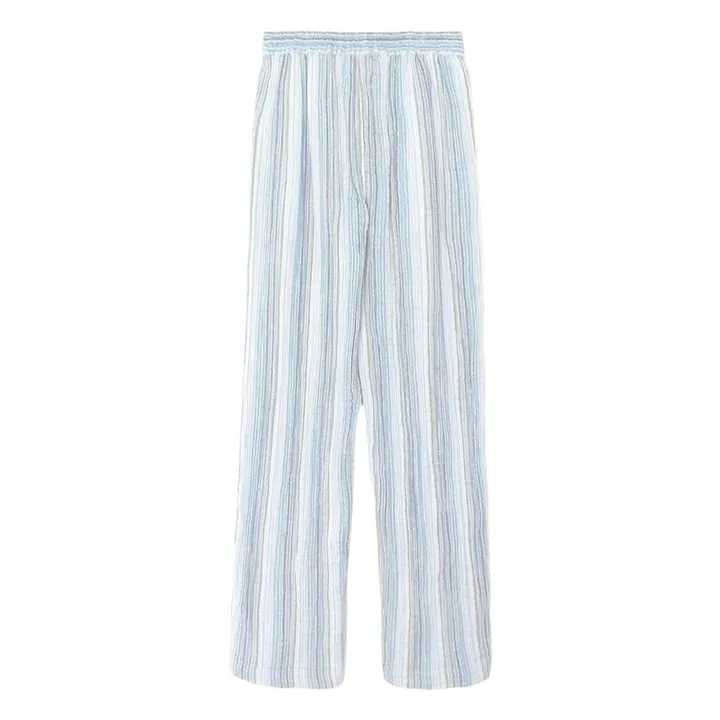 Pantalon Dylan Rayures Gaze de Coton | Bleu- Image produit n°3