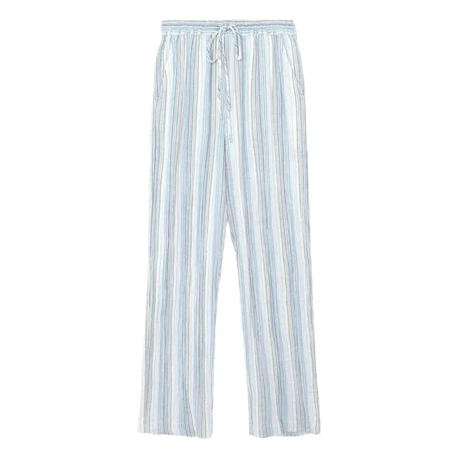 Pantalon Dylan Rayures Gaze de Coton | Bleu