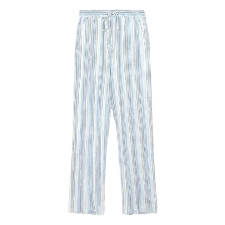 Pantalon Dylan Rayures Gaze de Coton | Bleu- Image produit n°0
