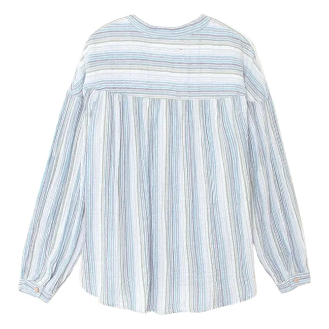 Blouse Alina Rayures Gaze de Coton | Bleu