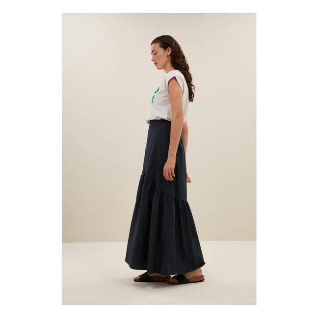 Joya Cotton Poplin Skirt | Midnight blue