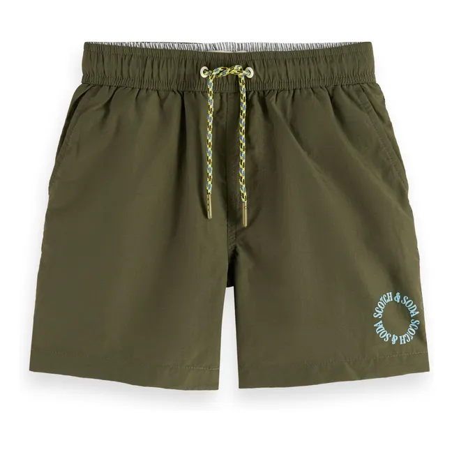 Pantaloncini da bagno con logo | Verde militare
