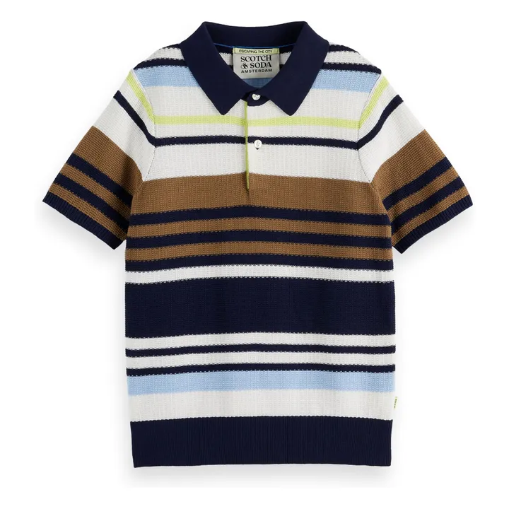 Polo Rayé Maille | Marron- Image produit n°0