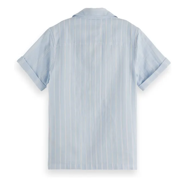 Camisa de rayas con vuelta | Azul