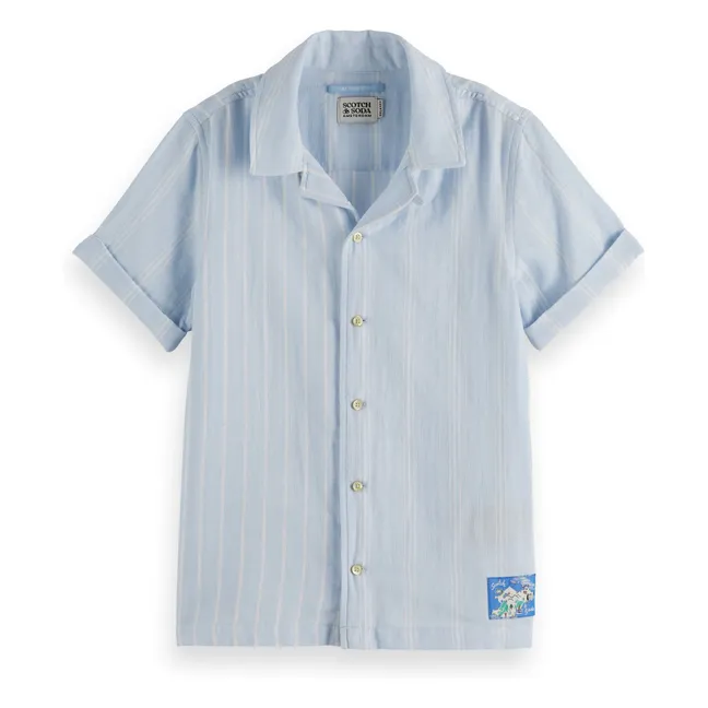 Camisa de rayas con vuelta | Azul