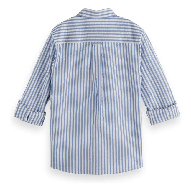 Hemd Streifen Waffelmuster | Blau