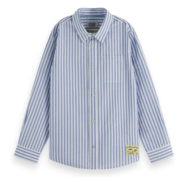 Hemd Streifen Waffelmuster | Blau