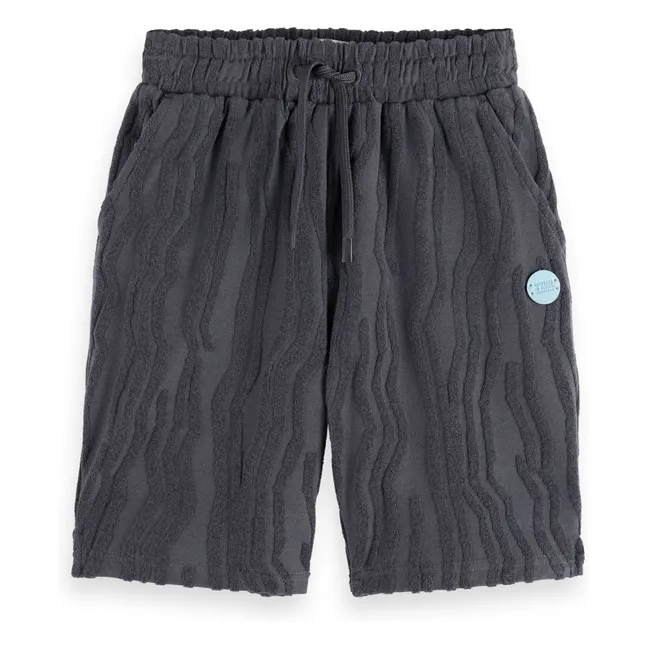 Jacquard-Frottee-Shorts | Dunkelgrau