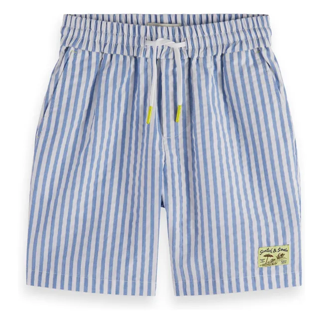Short Rayure Gaufré | Bleu