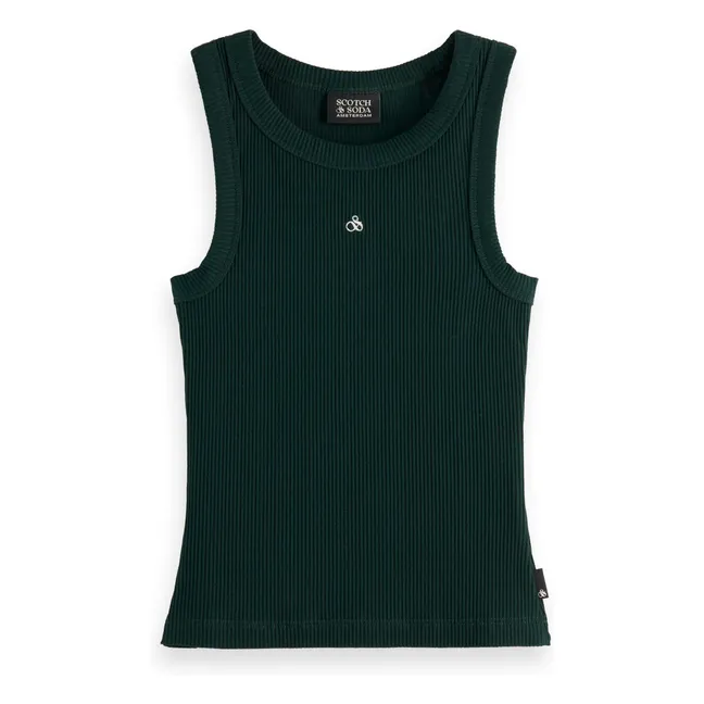 Camiseta de tirantes acanalada | Verde Oscuro