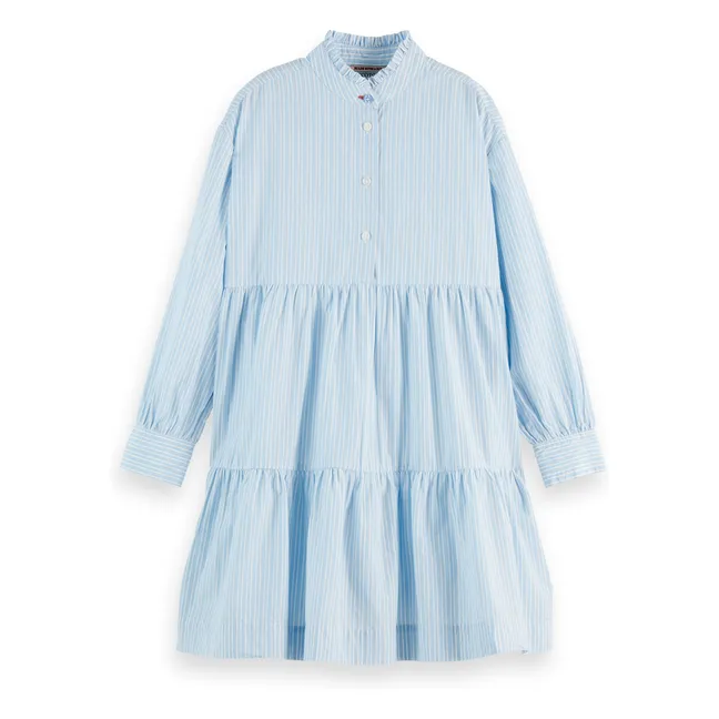 Vestido de rayas con volantes | Azul