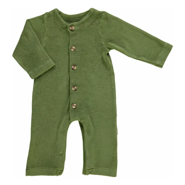 Meleze Bio-Frottee Pyjama-Overall | Grün