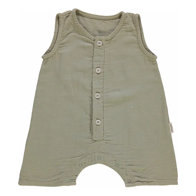 Combishort Poivre Double Gaze de Coton Bio | Vert olive