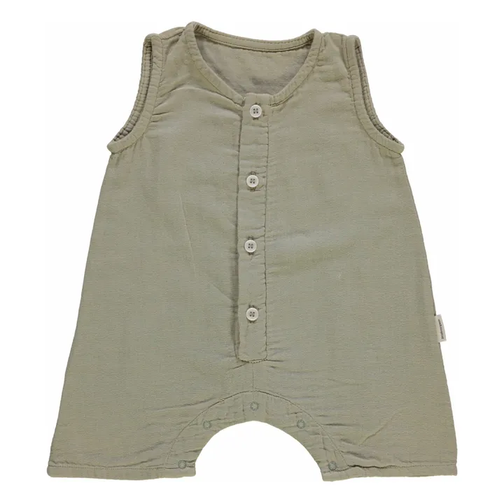 Combishort Poivre Double Gaze de Coton Bio | Vert olive- Image produit n°0