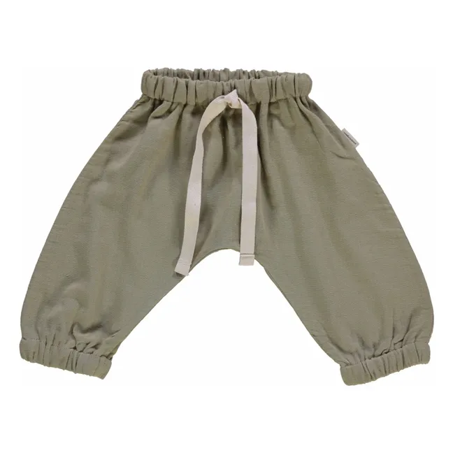 Pantaloni in cotone biologico a doppia garza Cinnamon | Verde oliva