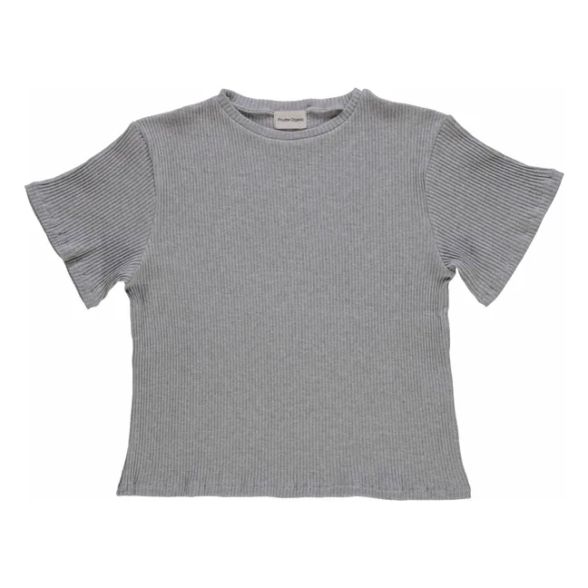 T-Shirt Orgeat Gerippt Bio-Baumwolle | Grau Meliert