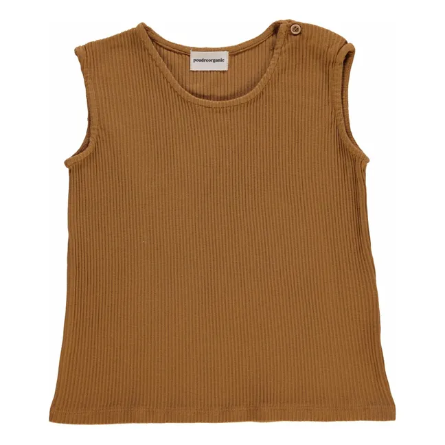 Tanktop Ceylan Gerippt Bio-Baumwolle | Braun