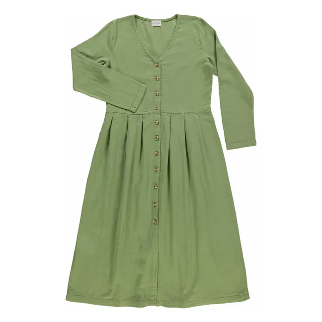 Vestido de gasa de algodón doble Ipomée - Colección Femenina | Verde