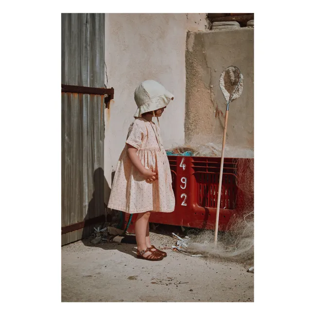 Chapeau Pivoine Double Gaze de Coton Bio | Rose poudré