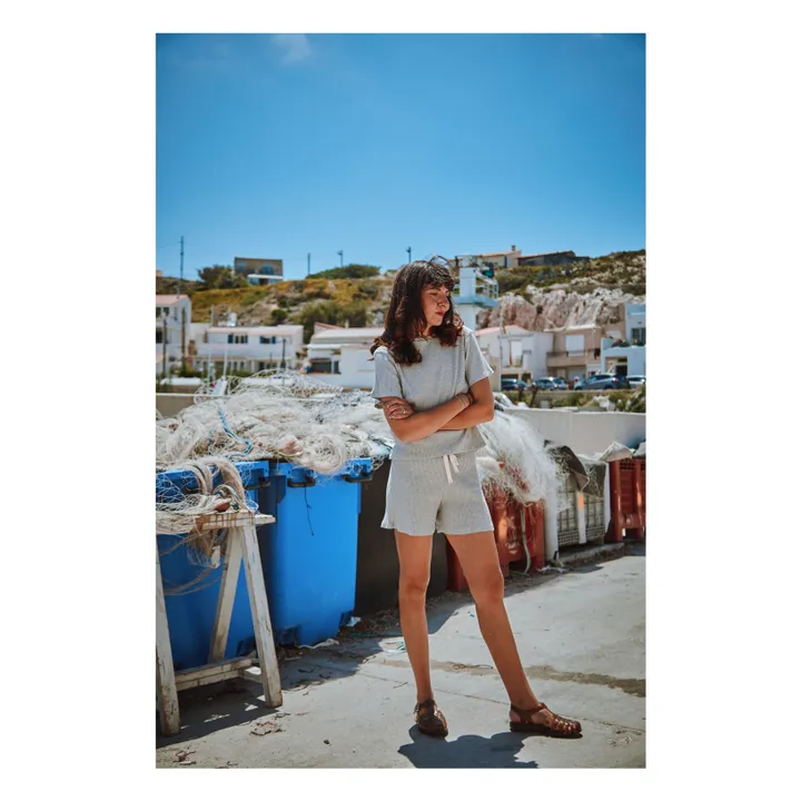 Short Côtelé Hortensia - Collection Femme | Gris chiné clair- Image produit n°2