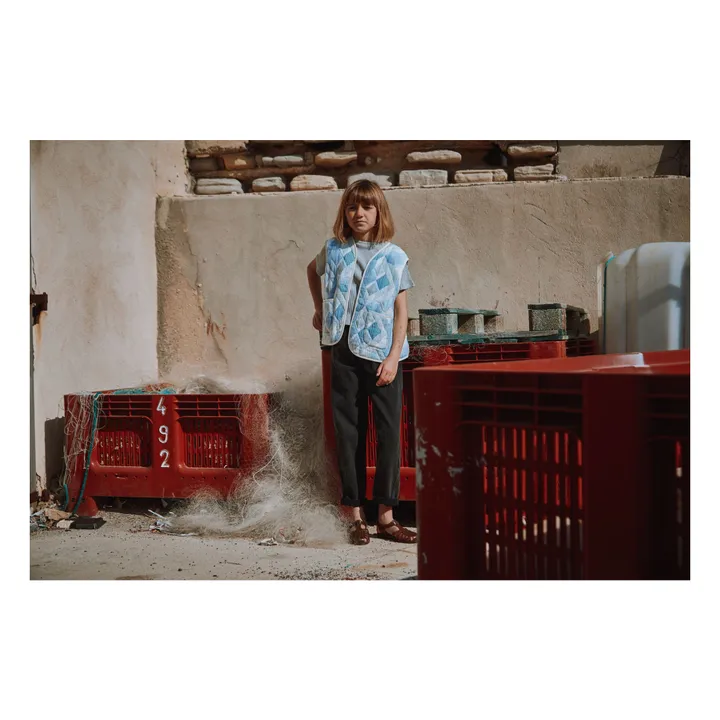 Veste Sans Manches Cercis Patchwork Coton Bio - Collection Femme | Bleu- Image produit n°4