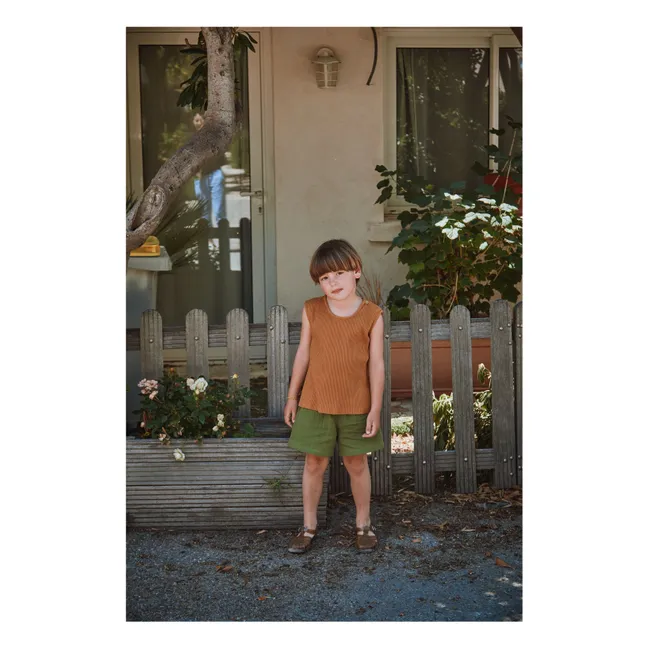 Ceylon Ribbed Organic Cotton Tank Top | Brown
