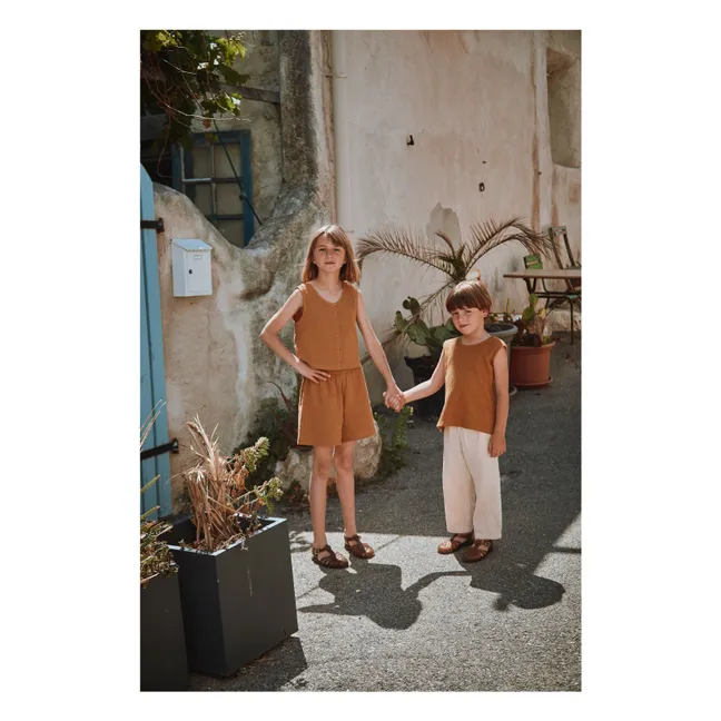 Débardeur Dille Double Gaze de Coton Bio | Marron