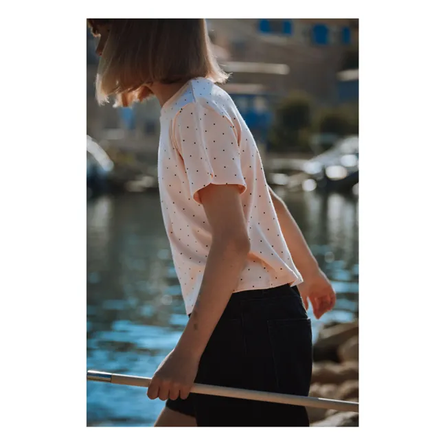 T-shirt Orgeat Pois Coton Bio | Rose poudré