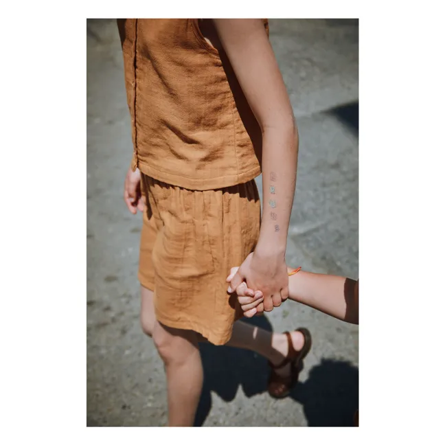 Short Gui Double Gaze de Coton Bio | Marron
