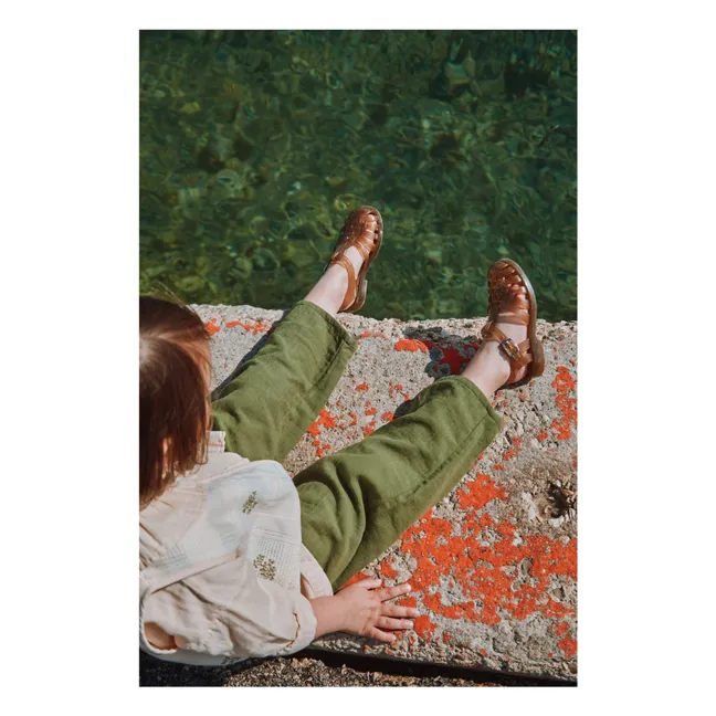 Adiante Double Gauze Organic Cotton Pants | Khaki
