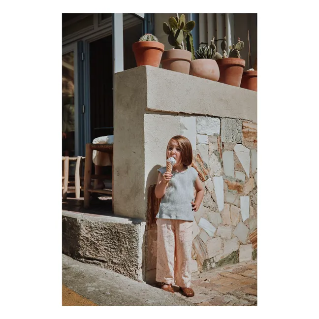Pantaloni in cotone biologico a doppia garza Pomelos | Rose poudré