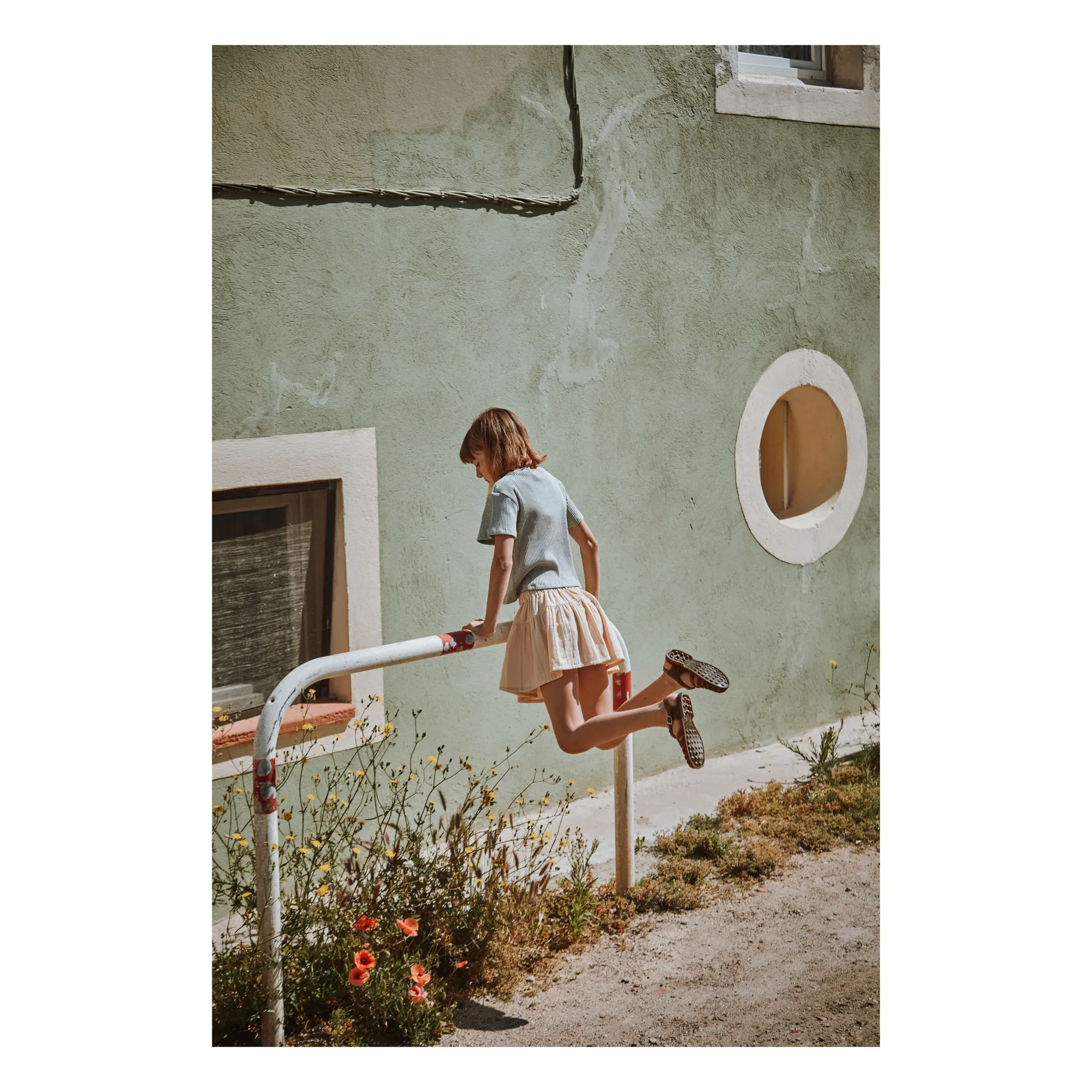 Jupe Myosotis Double Gaze de Coton Bio | Rose poudré- Image produit n°2