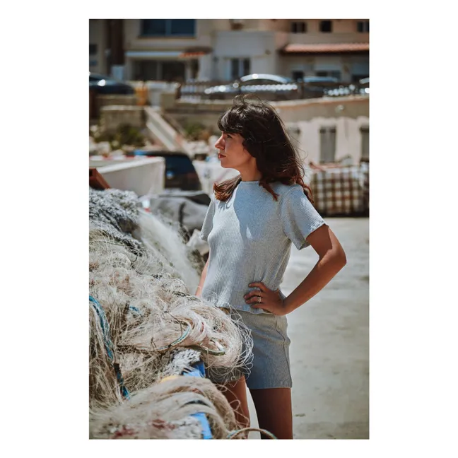 T-shirt Côtelé Orgeat - Collection Femme | Gris chiné clair