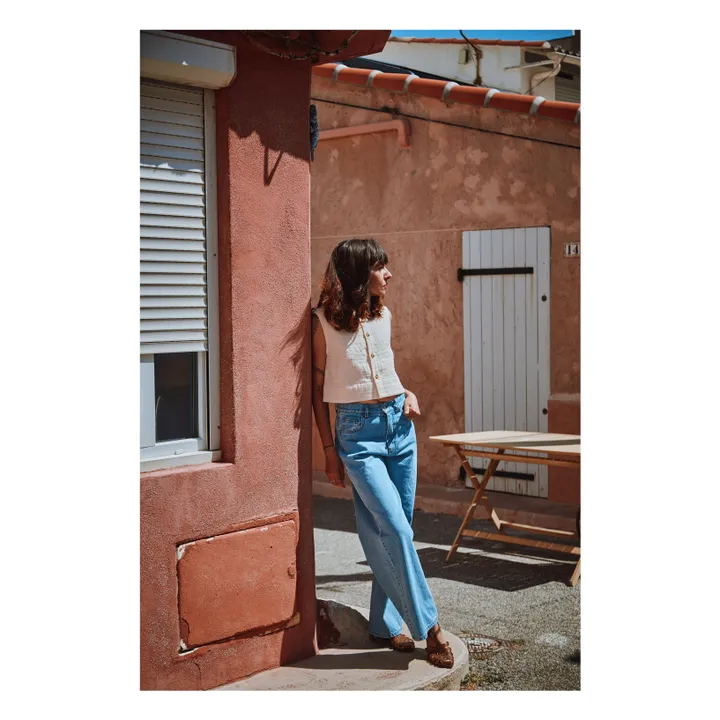 Gilet Sans Manches Vanille Coton Bio - Collection Femme | Rose poudré- Image produit n°4