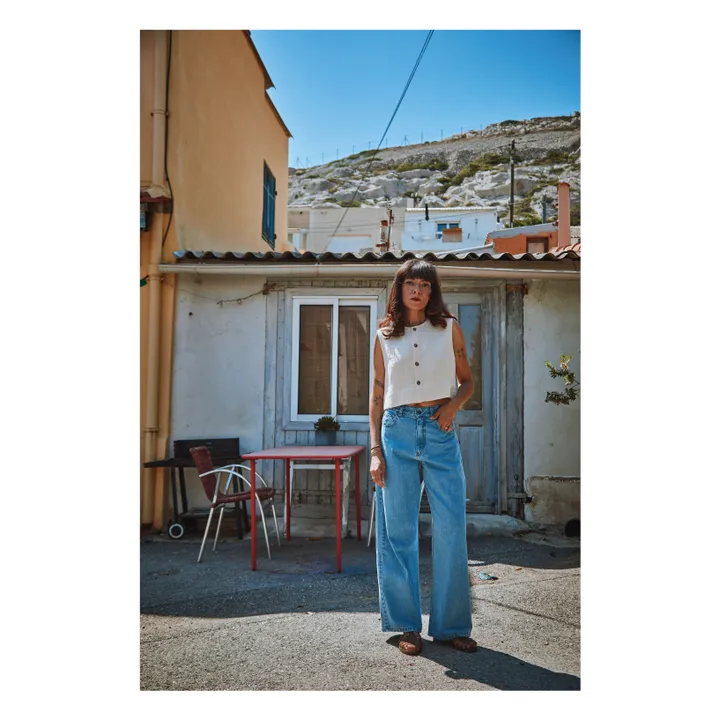 Gilet Sans Manches Vanille Coton Bio - Collection Femme | Rose poudré- Image produit n°2