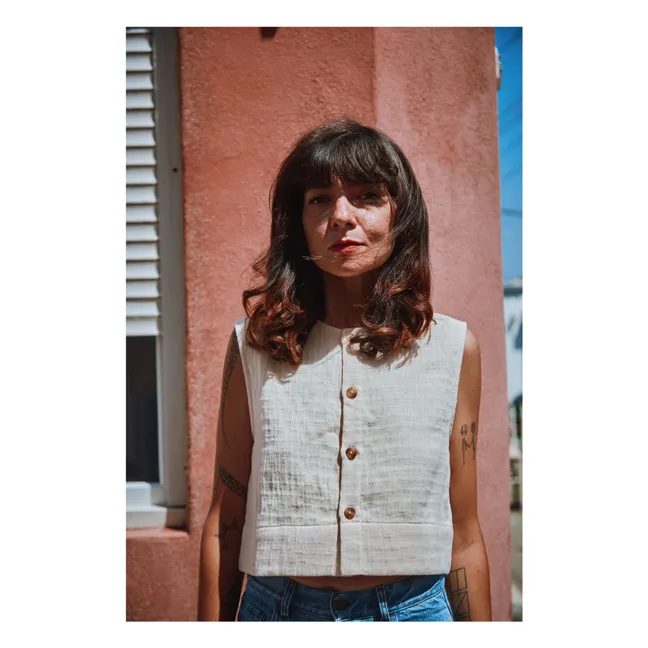 Gilet Sans Manches Vanille Coton Bio - Collection Femme | Rose poudré