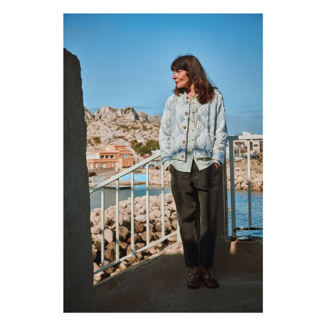 Chaqueta acolchada de algodón orgánico Anise Patchwork - Colección Mujer | Azul