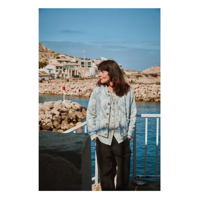 Chaqueta acolchada de algodón orgánico Anise Patchwork - Colección Mujer | Azul