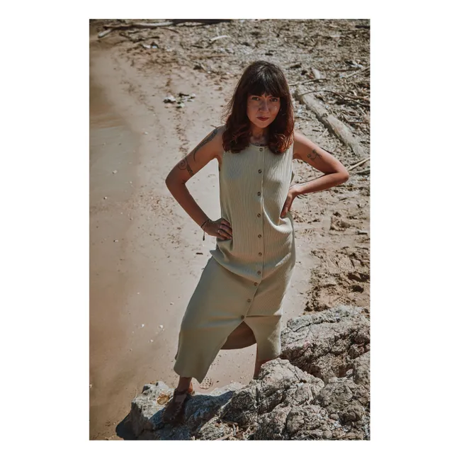 Vestido de canalé Iris - Colección Mujer | Verde oliva