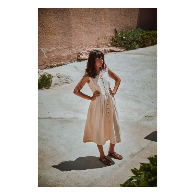 Vestido Daisy de doble gasa de algodón - Colección Mujer | Rosa empolvado