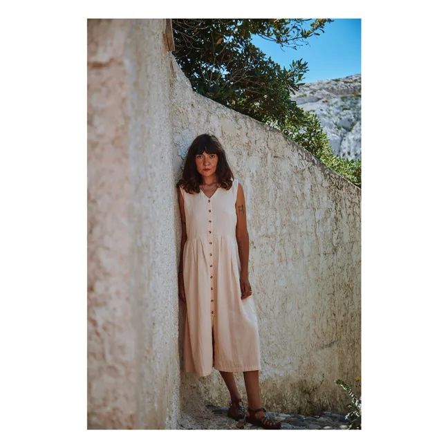 Vestido Daisy de doble gasa de algodón - Colección Mujer | Rosa empolvado